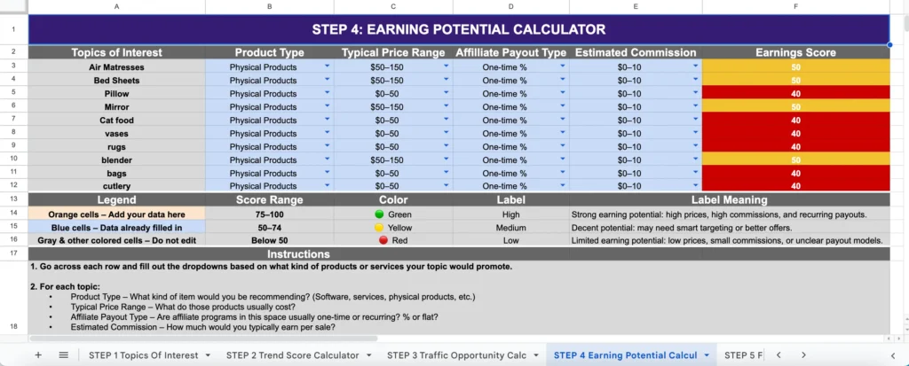 Niche Selection Step 4